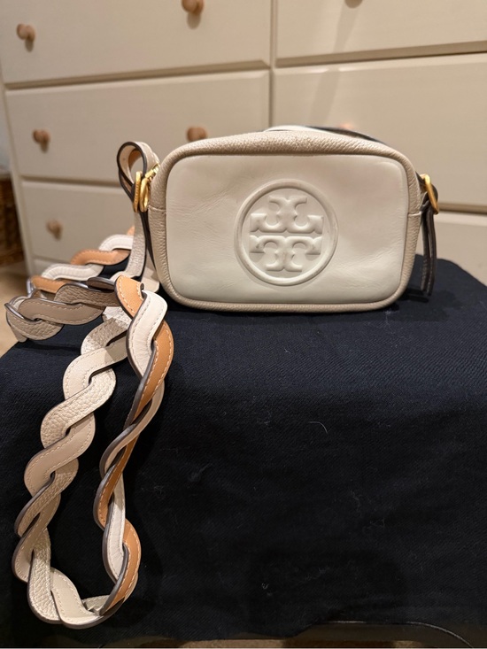 Tory Burch Handbags - Tory Burch Perry Bombe Camera Bag | Cream/Off-White with Braided Strap